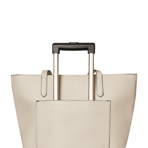 Poppy & peonies GO-GETTER leather  TOTE cream like new - Picture 5 of 9